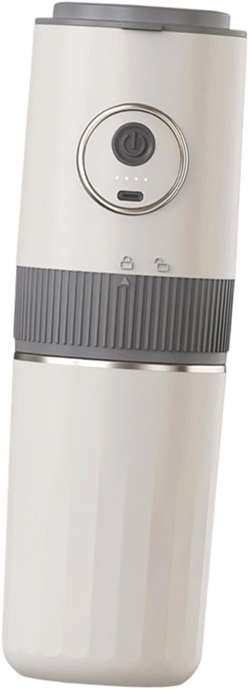 Compact and Versatile Portable Electric Coffee Maker with Coffee Grinder Dripper and Cup for Home Fishing and Outdoor Use Beige