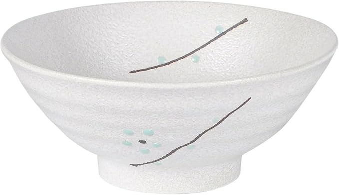 Ebros Gift Modern Yukino Hana Snow Flowers Ceramic Dinnerware Serveware Kitchenware Set Oriental Asian Restaurant Supply (Pack Of 5 Large Salad Pho Ramen Soup Bowl 40oz)