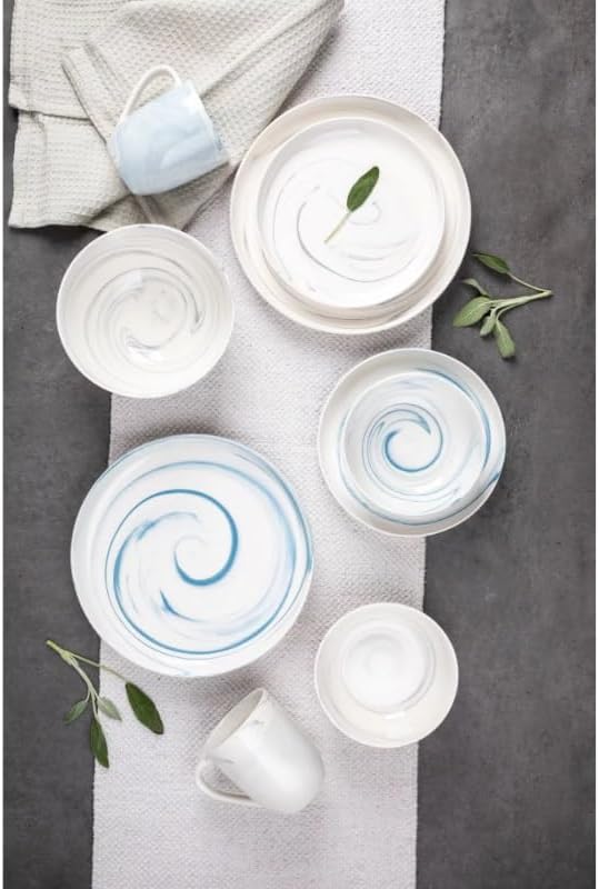Dinnerware Marble Stoneware 12 Piece Set Dinnerware Set Round Dish Set Tableware Combination