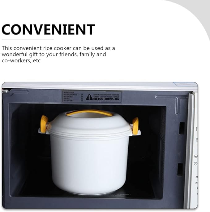 Luxshiny Microwave Rice Cooker 2-Cup Portable Rice Container Food Steamer for Home Cooking Soups Stews Pasta Compact Yellow Kitchen Appliance