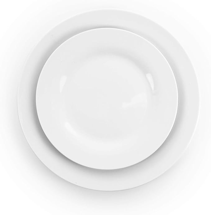 18 Piece White Porcelain Dinnerware Set – Round Plates Bowls Mugs &amp Serving Bowls for 4 Microwave &amp Dishwasher Safe Elegant Glossy Finish Tableware Set