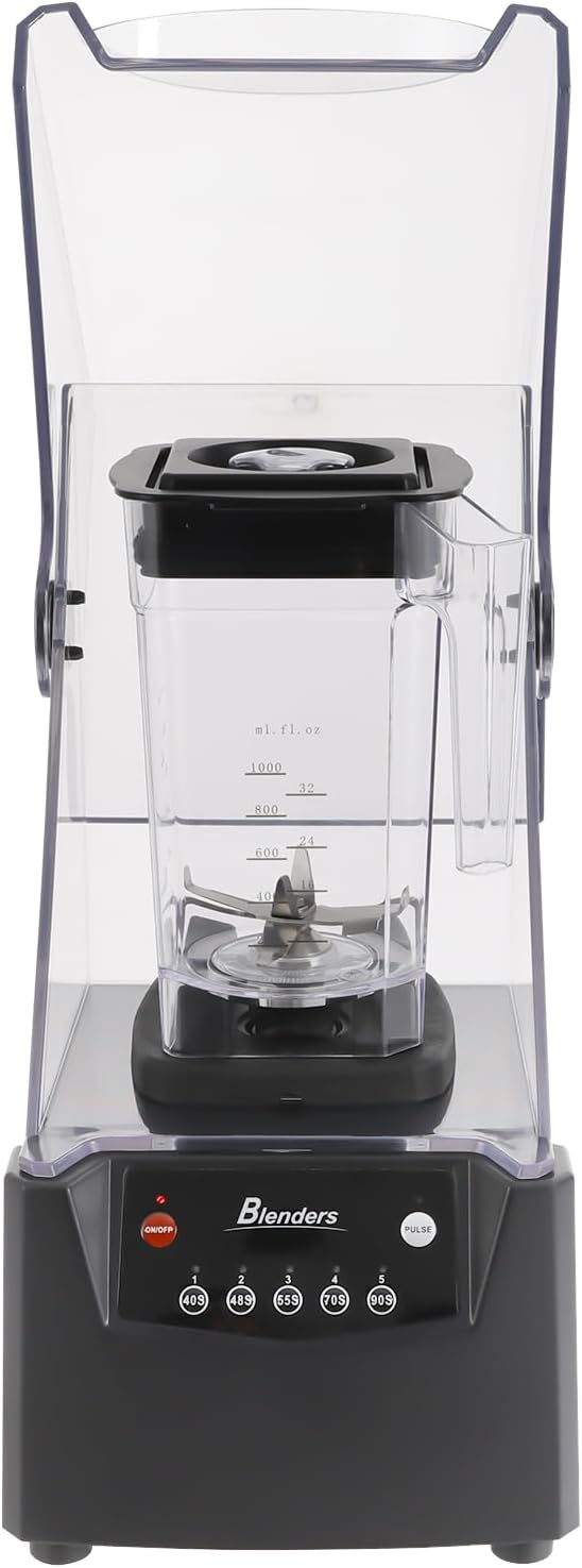 Commercial Blender Multifunctional Transparent Easy Clean Sound Insulated 1500W