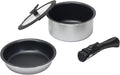 Pearl Metal Chiiino HB-6569 Pot Frying Pan Cookware 4-Piece Set Induction Compatible All Heat Sources Fluorine Processing Multi-Pot 7.1 inches (18 cm) Glass Lid 7.1 inches (18 cm) Handle