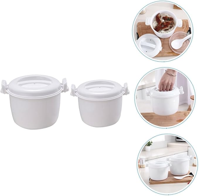 Garneck 2pcs Insulated Rice Cooker Sticky Rice Steamer Microwave Cooker Large Capacity Portable Home Office Supply