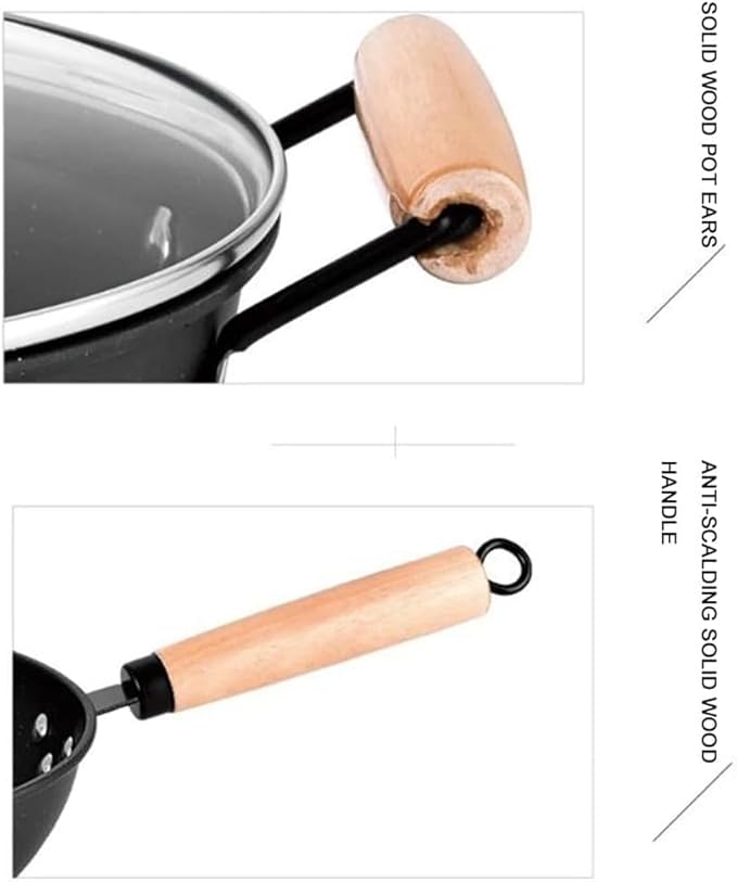 Pots and Pans Set 3 Pcs Cooking Pot Frying Pan Soup Pot Pan Set Non-Stick Soup Pot Household Induction Cooker Gas Stove Kitchen Cooking Set Black