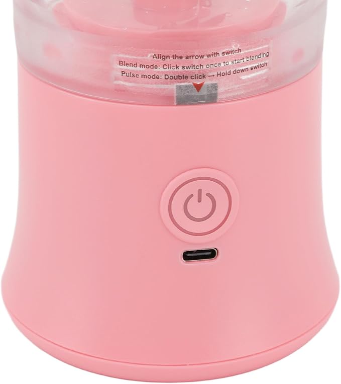 Portable Blender USB Electric Blender Mini Juicer Cup with Stainless Steel Blades 2 Modes for Making Smoothies Juice Shakes for Travel Camping Gym Office 600ml (White) (Roseate)
