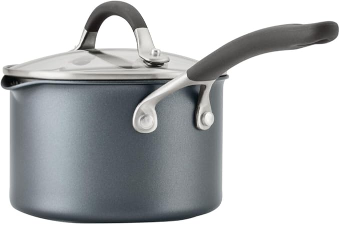 Circulon A1 Series with ScratchDefense Technology Nonstick Induction Straining Sauce Pan with Lid 2 Quart Graphite