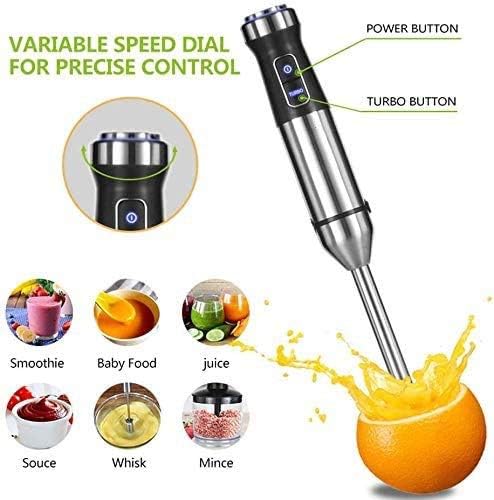 1100 Watt Multi-Speed Immersion Hand Blender 4-in-1 Multi-Purpose Handheld Blenderwith 500ml Food Grinder 800ml Container Egg Whisk Smoothies Sauces and Soups - Multi-Purpose