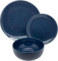 Stoneware Dinnerware Set 12 Pieces - Cream (Dark Blue)