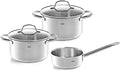 Fissler San Francisco 3-Piece Stainless Steel Saucepan Set Pots with Glass Lid Induction (2 Saucepans 1 Saucepan) - Induction