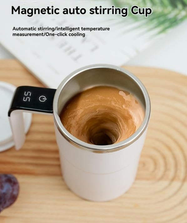 g – Automatic Stir Coffee Cup with Temp Display 13 Oz Rechargeable gs for Milk and Other Beverages (Black)
