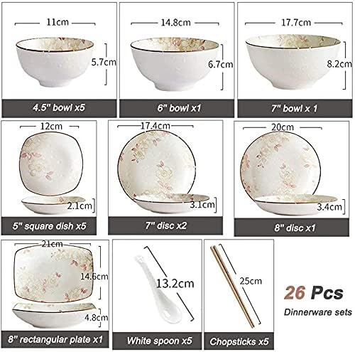 Elegant Dinnerware Set Dinner Plates Bowls Set Glaze Porcelain Dinnerware Sets26 Pcs