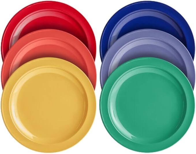 Soro Essentials- 24 Piece Ceramic Dinnerware Set Assorted Colors- Set Includes (6) 10-1/4 &amp (6) 7-1/2 Plates (6) 15 oz. Bowls (6) 8-1/2 Mugs Dishwasher safe Lightweight Round Plates Bowls Mugs