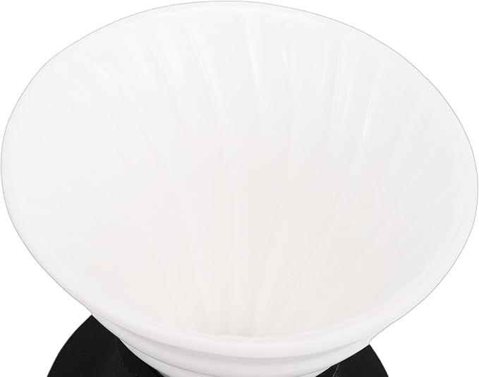 MAVIS LAVEN Ceramic Pour Over Coffee Dripper Heat Proof Immersion Coffee Maker with Built in Switch Valve for Home Office Travel (White Black)