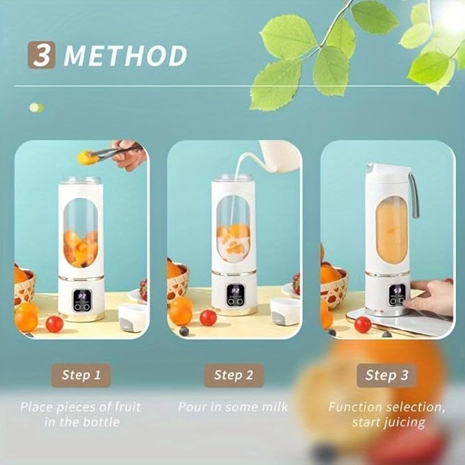 Digital Display Juicer Portable Multimode Blender with Smart LED Display Fresh Juice Blenders for Diet-Friendly Leak Proof Design for Smoothies Liquid Diet (White)