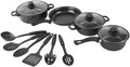 13 Piece Set Cookware Set Non-Stick Portable Lightweight Iron Pots and Pans with Glass Lids and Nylon Utensils for Outdoor Camping Picnic Travel Cookware