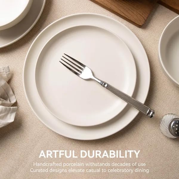12-Piece Stoneware Dinnerware Set Microwave &amp Dishwasher Safe Non-Toxic Stackable Matte Glaze Service for 4