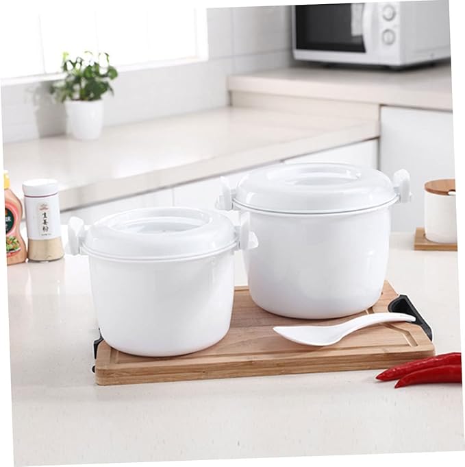 PRETYZOOM 2pcs Insulated Rice Cooker Microwave Rice Cooker Steamer Pot Basket Microwave Containers Portable Asian