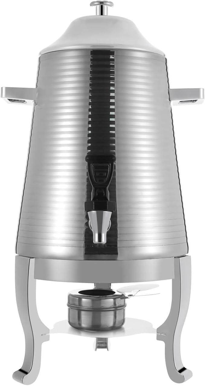 Coffee Urn With Fuel Holder 3.43 Gallon/13L Stainless Steel Beverage Dispensers for Coffee Tea Milk Juice Water Hot Drink Dispenser with Stand Chafer Urn with Spigot for Parties Catering (Silver)