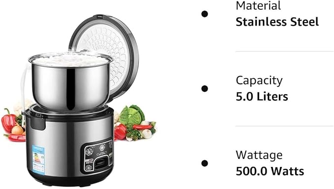 Rice Cookers Small 304 Stainless Steel Non-Stick Inner Pot 2/3/4/5L Rice Cooker with Cook/Warm Function with Measuring Cup3L(4L)