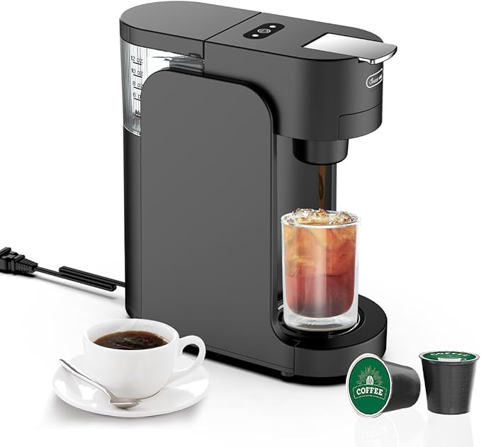 Mini Coffee MakerKCUP Capsule Coffee Maker Mini - 3s Heat-up Precise Temp Control 3 Adjustable Drip Tray BPA-Free Tank Espresso/Americano Modes for Home (Black)