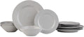 Portmeirion Sophie Conran Grey 12-Piece Dinnerware Set Porcelain Plates &amp Bowls for Everyday Dining &amp Entertaining - Service for 4 with 11 Dinner Plates 8 Salad Plate 7.5 Bowls