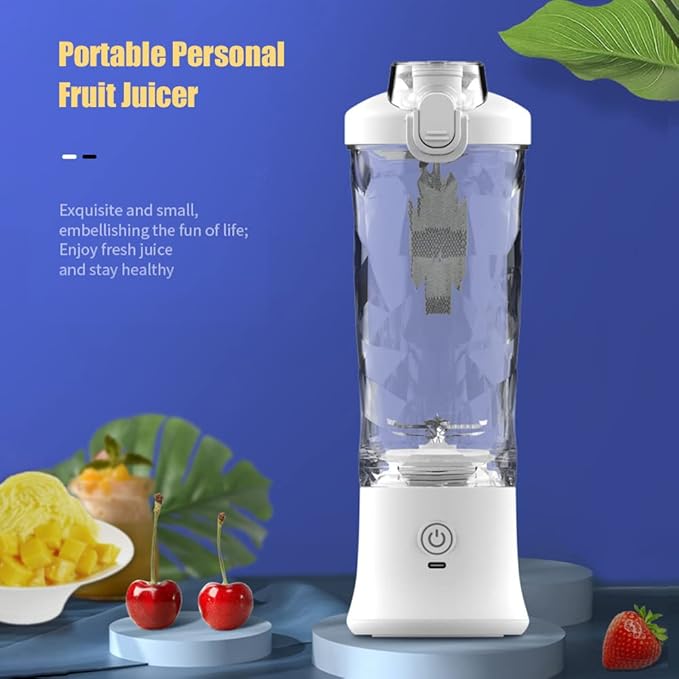 Portable Blender for Shakes and Smoothies 600ml Fruit Juicer with 6 150W Power 2 Modes Built-in Battery Waterproof Fruit Mixer for Home Office Travel Sports Camping