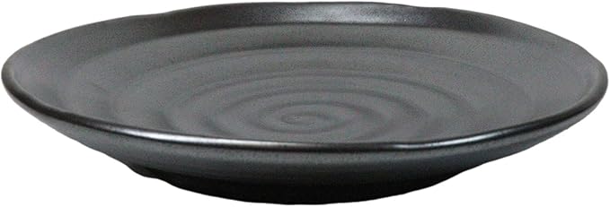 Ebros Gift Iron Black Clay Underglaze Technique Tetsu Kesho Porcelain Dinnerware Kitchen Set Asian Japanese Restaurant Supply (Pack Of 5 Round Dinner Plates 8.75 D)