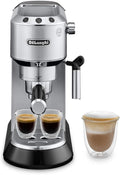 De’Longhi Dedica Espresso Machine with Manual Milk Frother 15-Bar Pump &amp Adjustable Tray - Home Barista Coffee Maker for Espresso Latte Cappuccino &amp Iced Coffee - Italian Stainless Steel De