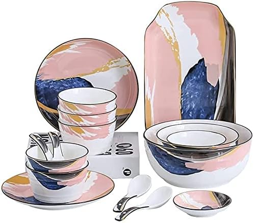 Dinnerware Sets Dish Set23 PcssPorcelain Tableware Set with Plates Bowls and DishColor Flower Ceramic Dinner Set for Home Kitchen and Dinning
