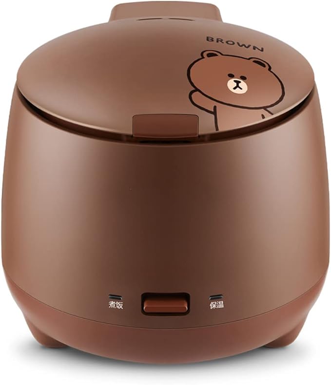 Multi Small Cooker 1.5L Electric Rice Cooker Non-Stick Inner Mini Household Automatic Food Cooking Pot for 1-2People (Brown)