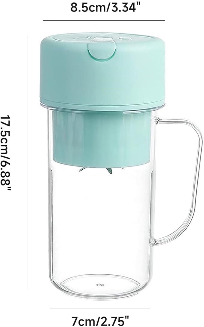Portable Blender 420ML USB Rechargeable Juicer Cup with Handle Mini Fruit Mixer for Travel Office Outdoor (Pink)