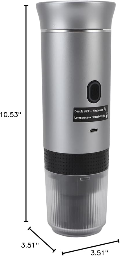 Portable Coffee Maker 304 Stainless Steel Automatic Heating Travel Coffee Machine 7500mAh Battery Maker with USB Charging Ideal for Camping Hiking Office &amp Home