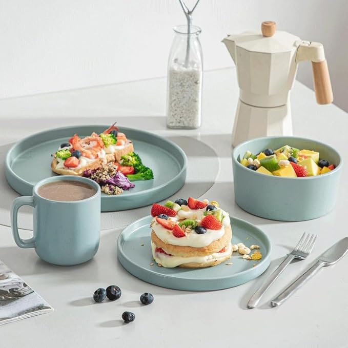 16 PCS Stoneware Tableware Set with Dinner Dessert Plate Bowl MUG for 4 Dinnerware