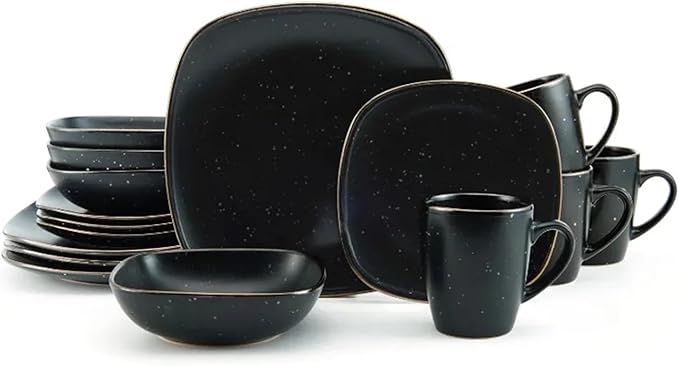 16-pieces Dinnerware Sets Ceramic Dish Set Plates and Bowls for 4 Stackble Bowl Snd Plate
