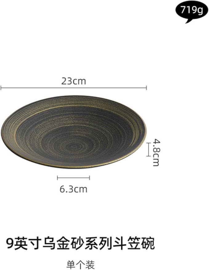 Thcbme 手绘乌金砂斗笠沙拉碗创意酒店餐厅高级感意境菜装菜碗喇叭碗/kitchen plates kitchen utensils set kit chenaid kitchen pots dinner plates dinnerware sets/9英寸手绘乌金砂斗笠碗
