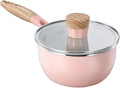 cookware set Non Stick Frying Pan With Wooden Handle Cooking Pot Set Breakfast Crepe Maker Cookware Saucepanpink 16cm Milk(Pink 16cm milk pot)