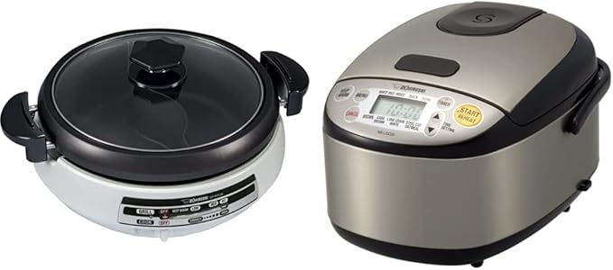 Zojirushi EP-PFC20HA Electric Skillet and Zojirushi NS-LGC05XB Micom Rice Cooker &amp Warmer Bundle