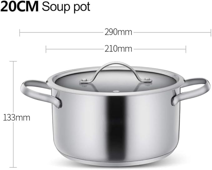 Cooking Pot Stainless Steel Cookware Set 3-Pieces Saucepans Set with Glass Lid Safe Uncoated Pot Suitable for All Hob Types