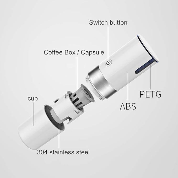 Portable Espresso Machine USB Coffee Maker Small Travel Coffee Machine(Size:9.96 * 2.95 * 2.95 in)