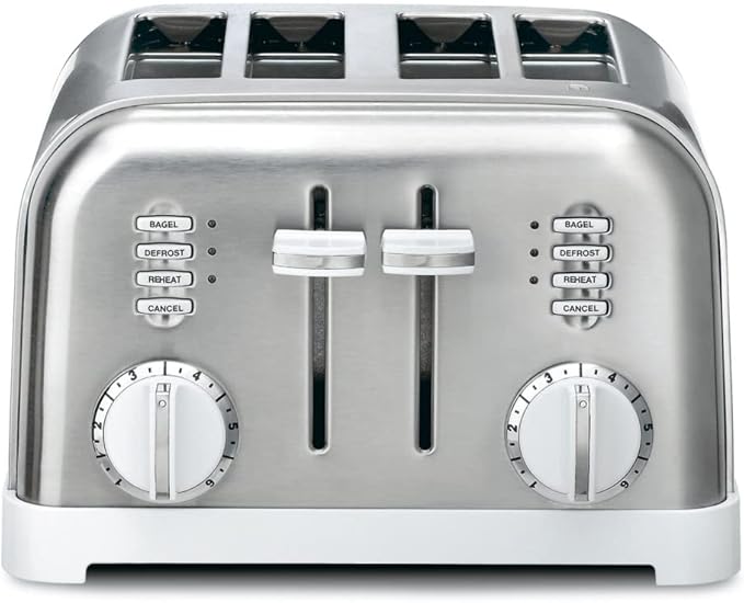 Cuisinart CPT-180WP1 4-Slice Metal Classic Toaster White/Stainless Steel &amp C77WTR-15P Classic Forged Triple Rivet 15-Piece Knife Set with Block White