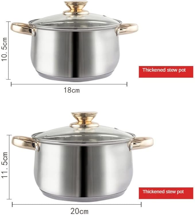 12-Piece Stainless Steel Thickened Pot Kitchen Electromagnetic Gas Stove Frying Pan Milk Pot Set Cookware