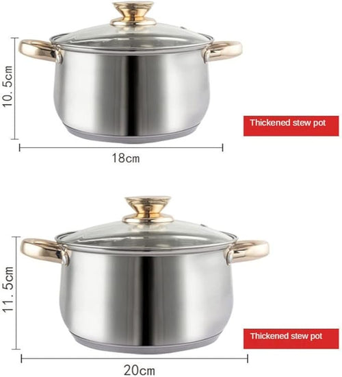12-Piece Stainless Steel Thickened Pot Kitchen Electromagnetic Gas Stove Frying Pan Milk Pot Set Cookware