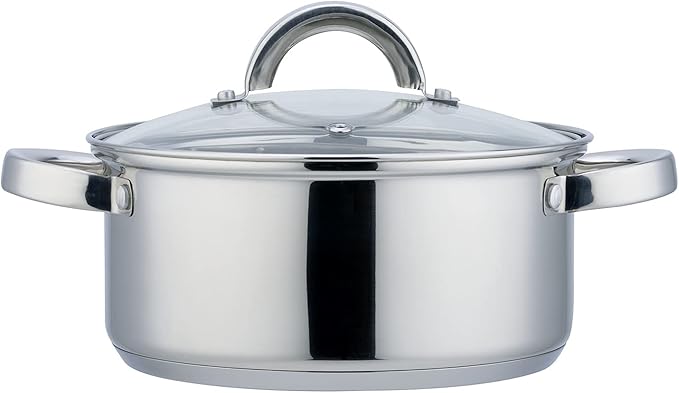 Switzerland 7 Stainless Steel AISI 430 7-Piece Cookware Set with Tempered Glass Lids with Valve - Suitable for Gas Electric Ceramic and Induction Cookers