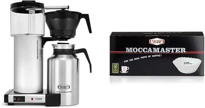 Technivorm Moccamaster 39340 CDT Grand Coffee Maker 60 Ounce Silver Moccamaster White Paper Filters 100 Count (Pack of 1)