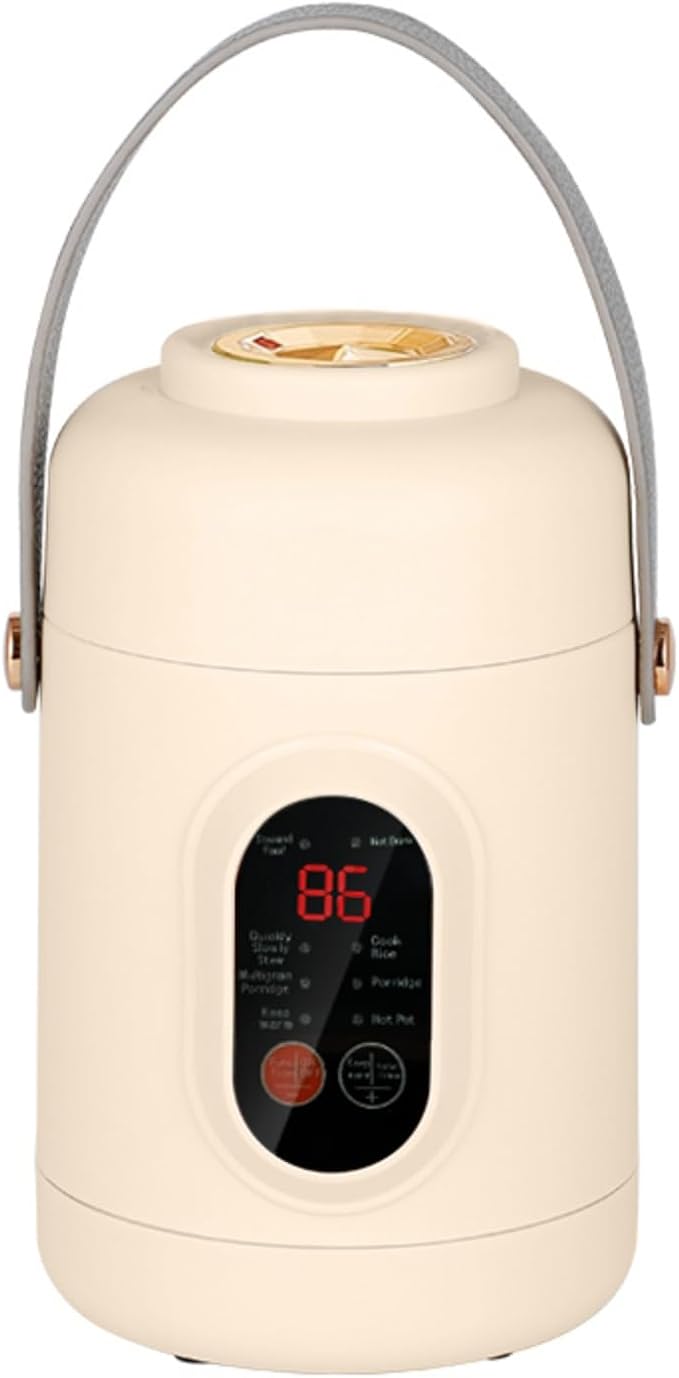 Multi-functional Health Pot Rice Cooker 500W Mini Portable Kettle Ceramic Glaze Inner with Steamer Small Slow Cooker with 12-Hour Reservation Function Kitchen Accessories For Porridge Soup (Beig