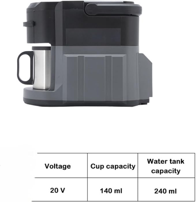 Cordless Capsule Espresso Machine – Rechargeable 20V Pump-Pressure Portable Coffee Maker 240 ml Water Tank 140 ml Single-Cup Drip-Style Easy-Clean Black