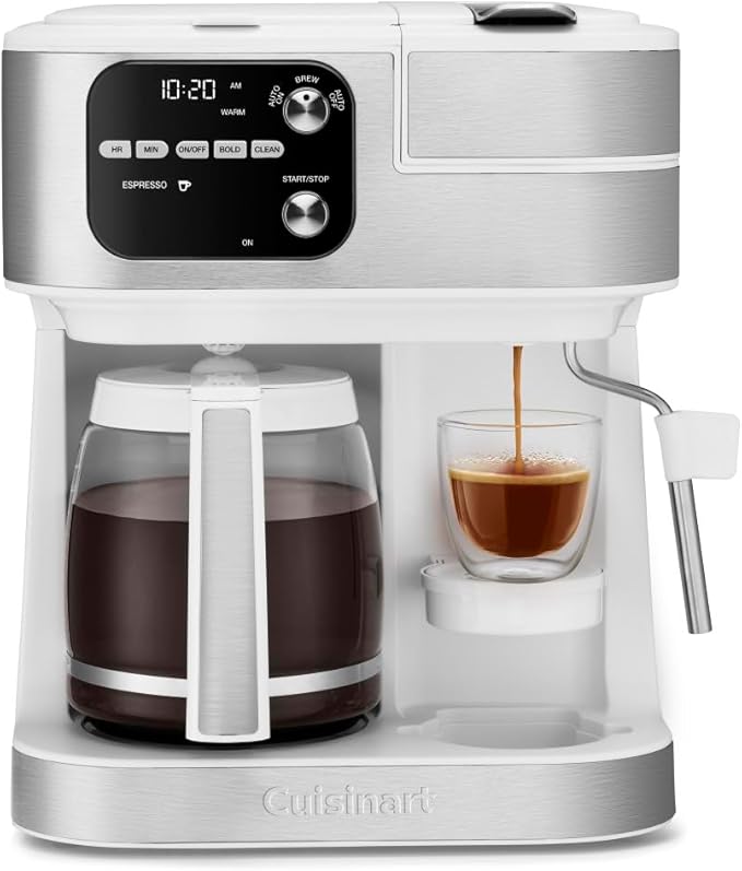 Cuisinart Coffee Center Barista Bar 4-in-1 Coffee Maker Single-Serve Pods Compatible Coffeemaker Three Brewing Sizes SS-4N1WNAS White