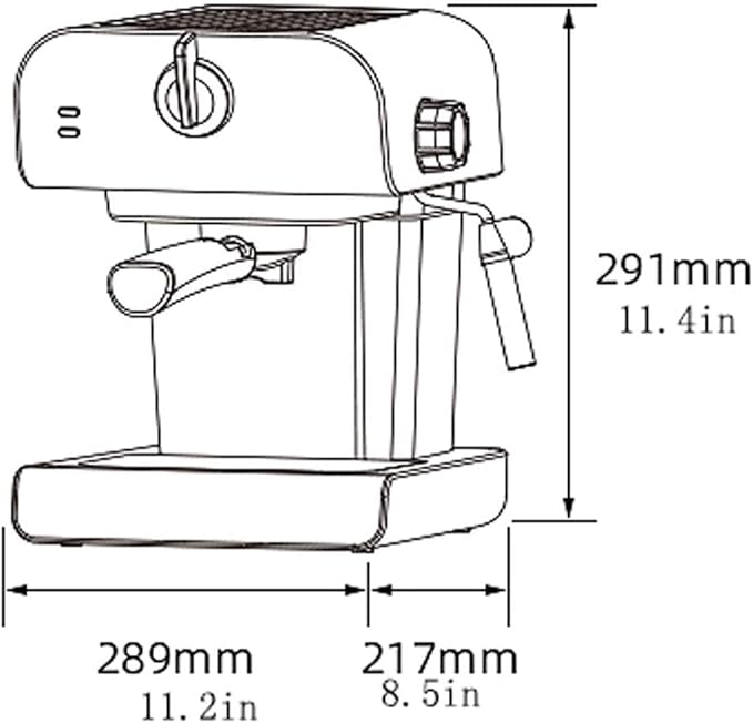 Retro Stainless Steel Espresso Coffee Machine with Milk Frother - Home Maker for Cappuccino and Latte Lovers