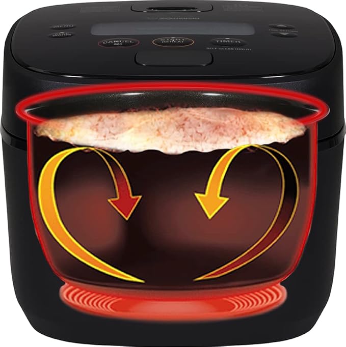 Zojirushi NW-QAC10 5.5-Cup Capacity Flat-Top Induction Cooker and Warmer with Custom Cooking Pan Double Non-Stick Coating for Easy Clean-Up (Black)